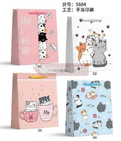 Torebka prezentowa L Kotki mix