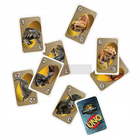 GRA KARTY UNO JURASSIC WORLD ODRODZENIE oryginalne kultowe karty Uno JFT28