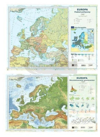 Mapa Europy A2 Dwustronna laminowana ART-MAP