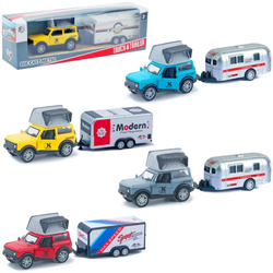 Auto terenowe metalowe z przyczepą MIX