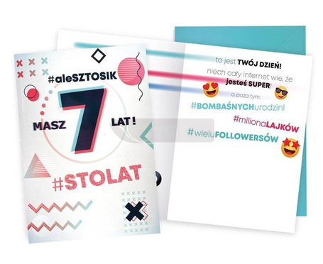 Karnet Urodziny 7 emotki