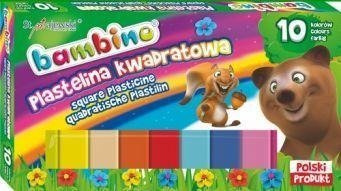 Plastelina 10 kolorów  kwadratowa Bambino