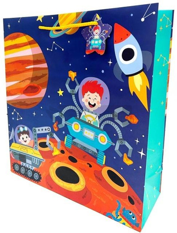 Torebka ozdobna matowa 35x37x12cm Astronauta