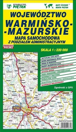 Województwo Warmińsko-Mazurskie 1:220 000 mapa