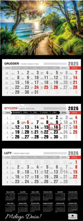 Kalendarz 2026 trójdzielny premium pejzaż