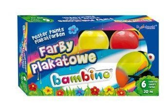 Farby plakatowe 6 kolorów 20ml Bambino