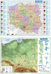 Mapa Polski A2 dwustronna fizyczno-administracyjna