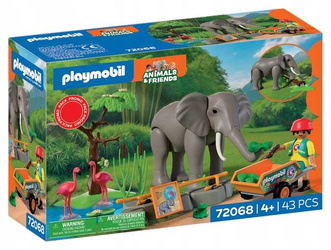 PLAYMOBIL Animal Friends 72068 Słoń z opiekunem zoo, zestaw dla dzieci +4