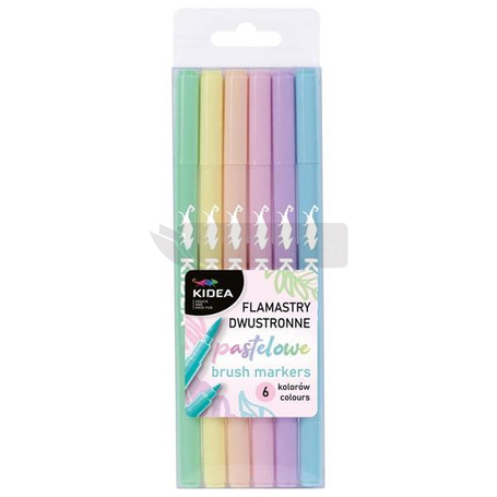 Flamastry dwustronne pastelowe 12 kolorów KIDEA