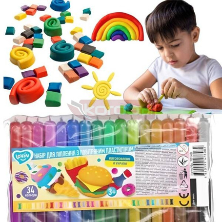 Zestaw lekkiej ciastoliny piankolina 34 kolory