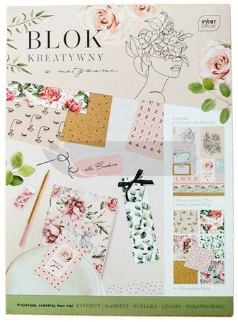 Blok kreatywny z naklejkami A4/14K 80/170G Garden