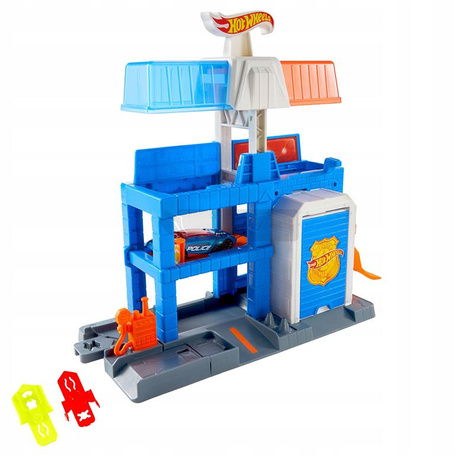 HOT WHEELS CITY ZESTAW KOMISARIAT POLICJI + autko, zestaw dla dzieci +4 lat JHL74