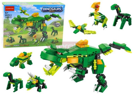Klocki konstrukcyjne dinozaury 6w1 160el
