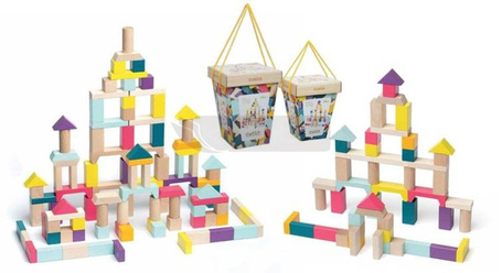 Zestaw konstrukcyjny z drewnianych klocków