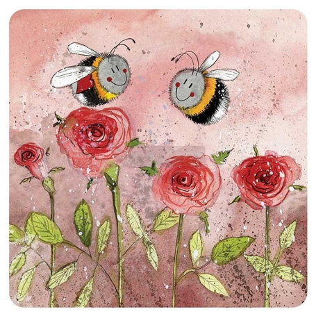 Podkładka pod kubek Pszczoły i róże