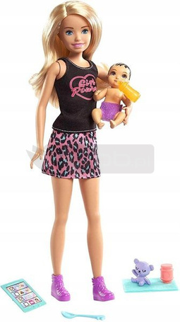 Lalka Barbie opiekunka z bobasem GRP13
