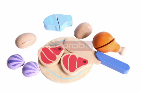 Drewniane jedzenie Ryba Kurczak
