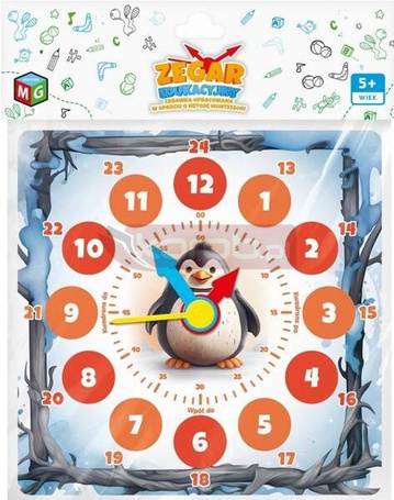 Zegar edukacyjny Pingwin