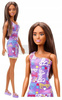 KLASYCZNA LALKA BARBIE szatynka w fioletowej sukience HGM57