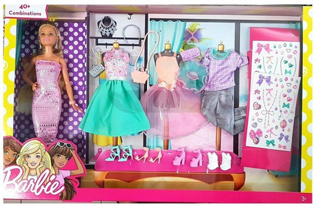 Lalka Barbie z zestawem ubrań i naklejkami DVJ64