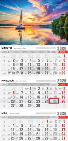 Kalendarz 2026 trójdzielny ekonomiczny mazury