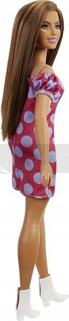 Lalka Barbie Fashionistas brunetka w sukience w kropki GRB62