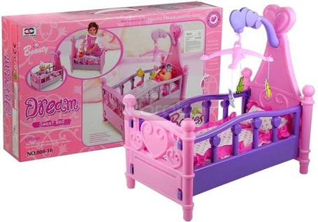 Duże łóżeczko z karuzelką i pościelą