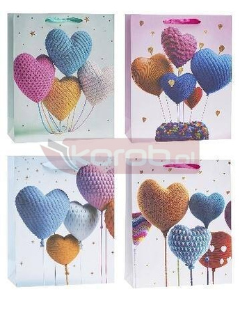 Torebka ozdobna 18x23x8 serce mix ROZETTE
