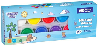 Farby plakatowe 12 kolorów Kapibara HAPPY COLOR