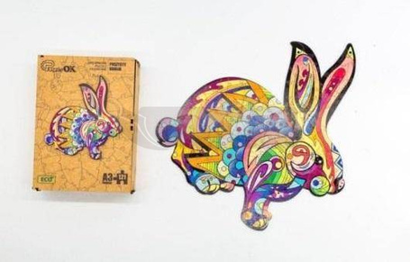 Puzzle drewniane eko 60 Puszysty królik A4