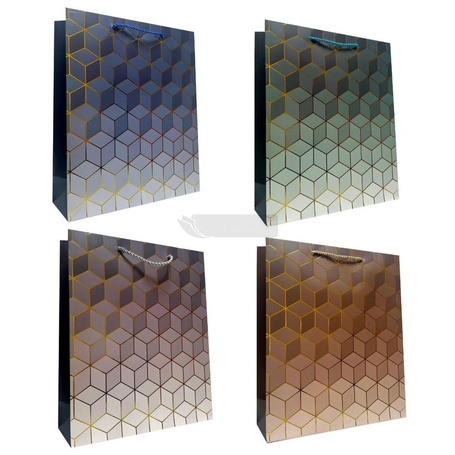 Torebka prezentowa uniwersalna L kwadraty mix