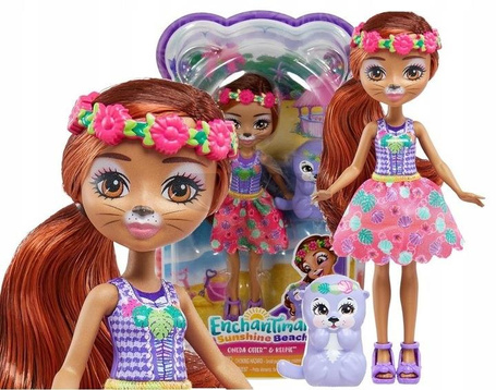ENCHANTIMALS LALKA WYDRA ONEDA OTTER + zwierzątko wyderka Kelpie HXB98