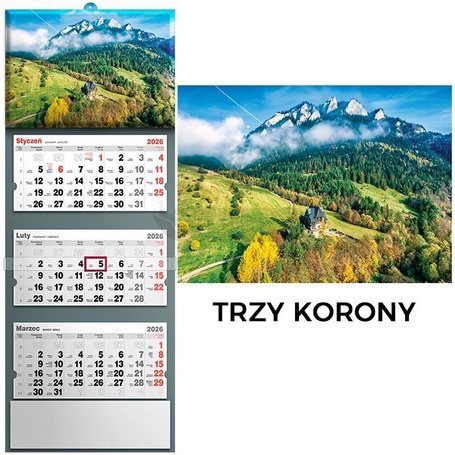 Kalendarz 2026 trójdzielny Trzy Korony