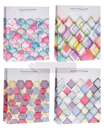 Torebka ozdobna 26x32x10cm hot-stamp mix ROZETTE