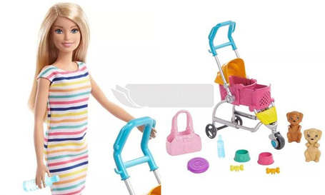 Lalka Barbie GHV92 Opiekunka piesków spacer z pieskami