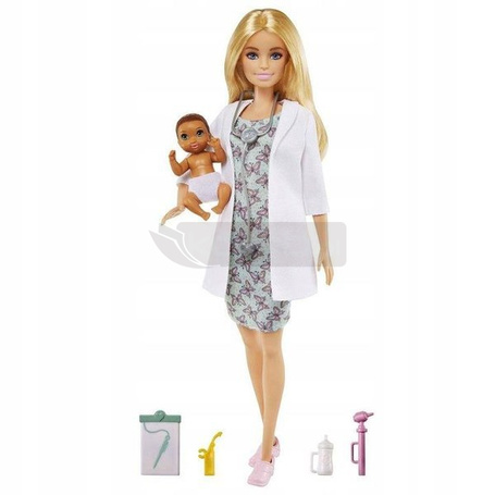Lalka Barbie Kariera Lekarz pediatra i dziecko Deluxe GYK01