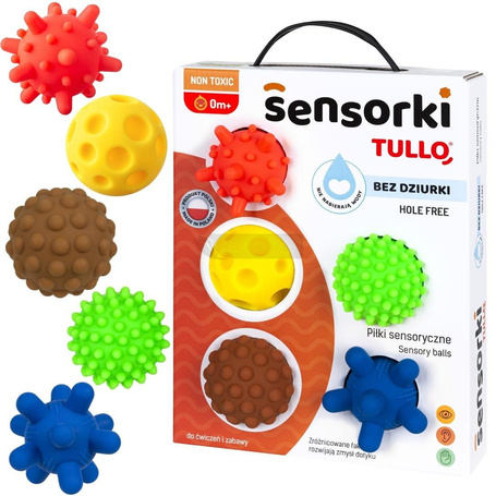 Sensorki Tullo. Piłki sensoryczne 5szt bez dziurki