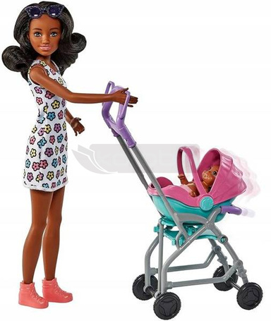 Lalka Barbie Skipper z wózkiem i bobasem HHB68