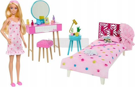 LALKA BARBIE SYPIALNIA z lalką Barbie HPT55