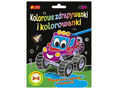 Zdrapywanki&kolorowanki Autka i dinuś 3+3