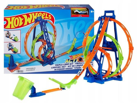 HOT WHEELS ACTION ZESTAW TORÓW POTRÓJNA PĘTLA wyrzutnia, track build HMX38