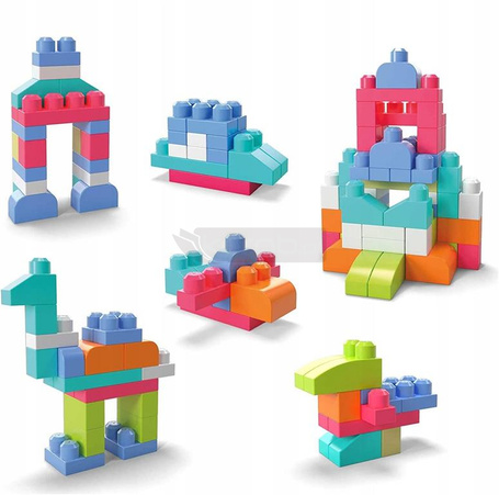 MEGA BLOKS KLOCKI 60 elementów ,duże klocki w torbie DCH54 dla dzieci +12m DCH54