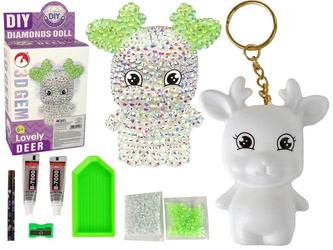 Diamentowy Renifer DIY kryształki brelok 3D biały
