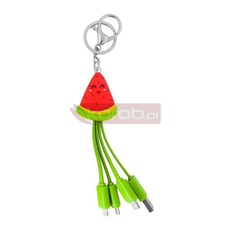 Brelok z kabelkami do ładowania arbuz 3w1