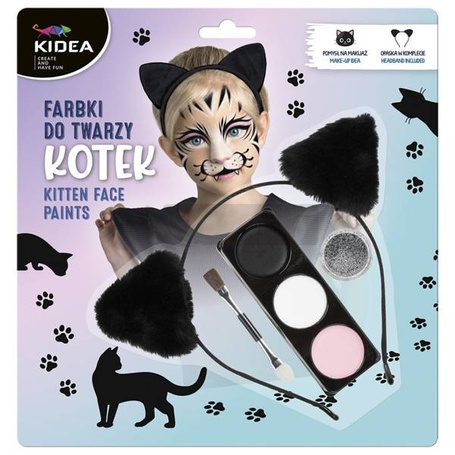 Farbki do twarzy zestaw z opaską Kotek KIDEA