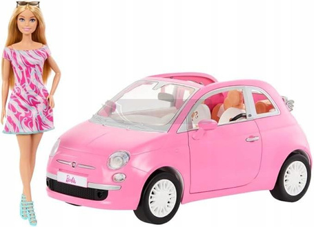 BARBIE AUTO FIAT 500 KABRIOLET SAMOCHÓD DLA LALEK Barbie zestaw z lalką HRG59