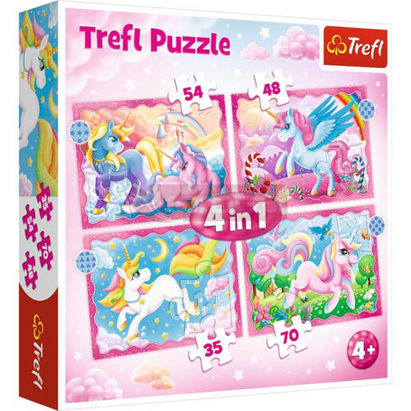 Puzzle 4w1 Jednorożce i magia