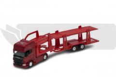 Tir Scania V8 R730 1:64 czerwona laweta WELLY