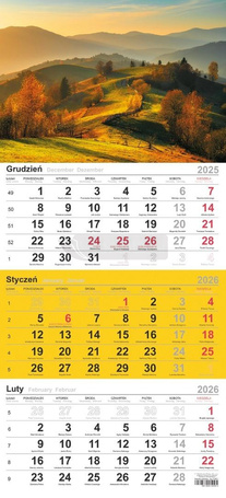 Kalendarz 2026 trójdzielny Wzgórza