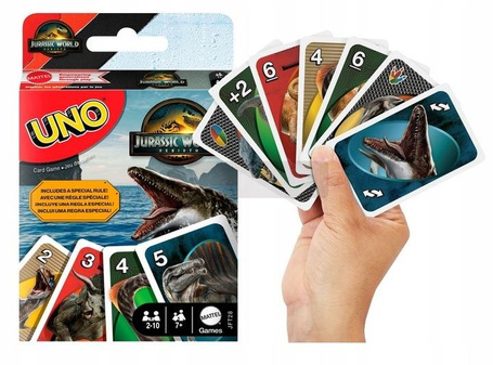 GRA KARTY UNO JURASSIC WORLD ODRODZENIE oryginalne kultowe karty Uno JFT28